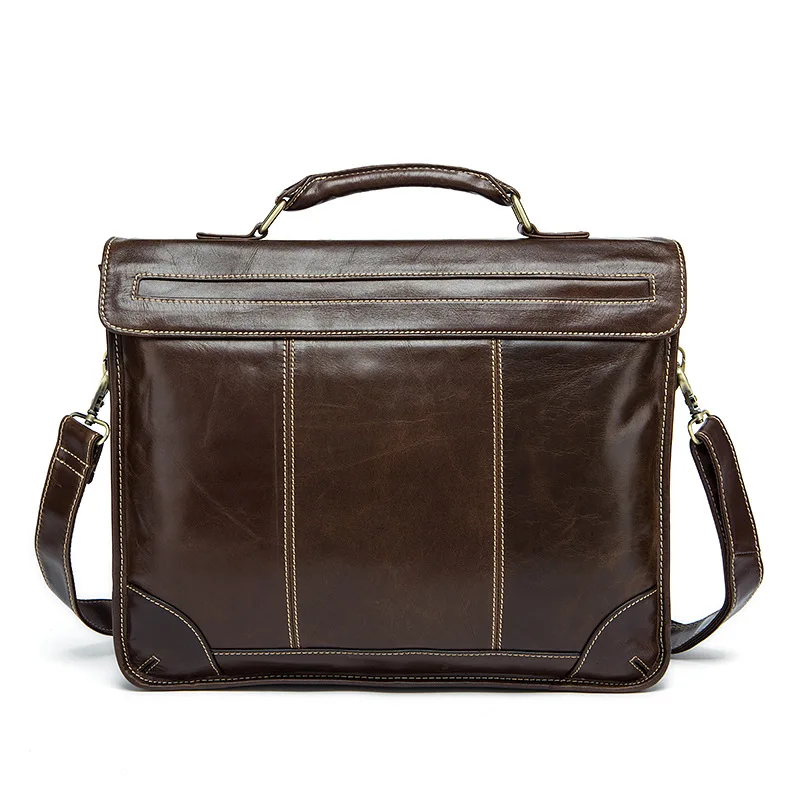 

Fashion luxury men's bag Cow Leather men's briefcases handbags fashion business cover-style suture design men shoulder bags