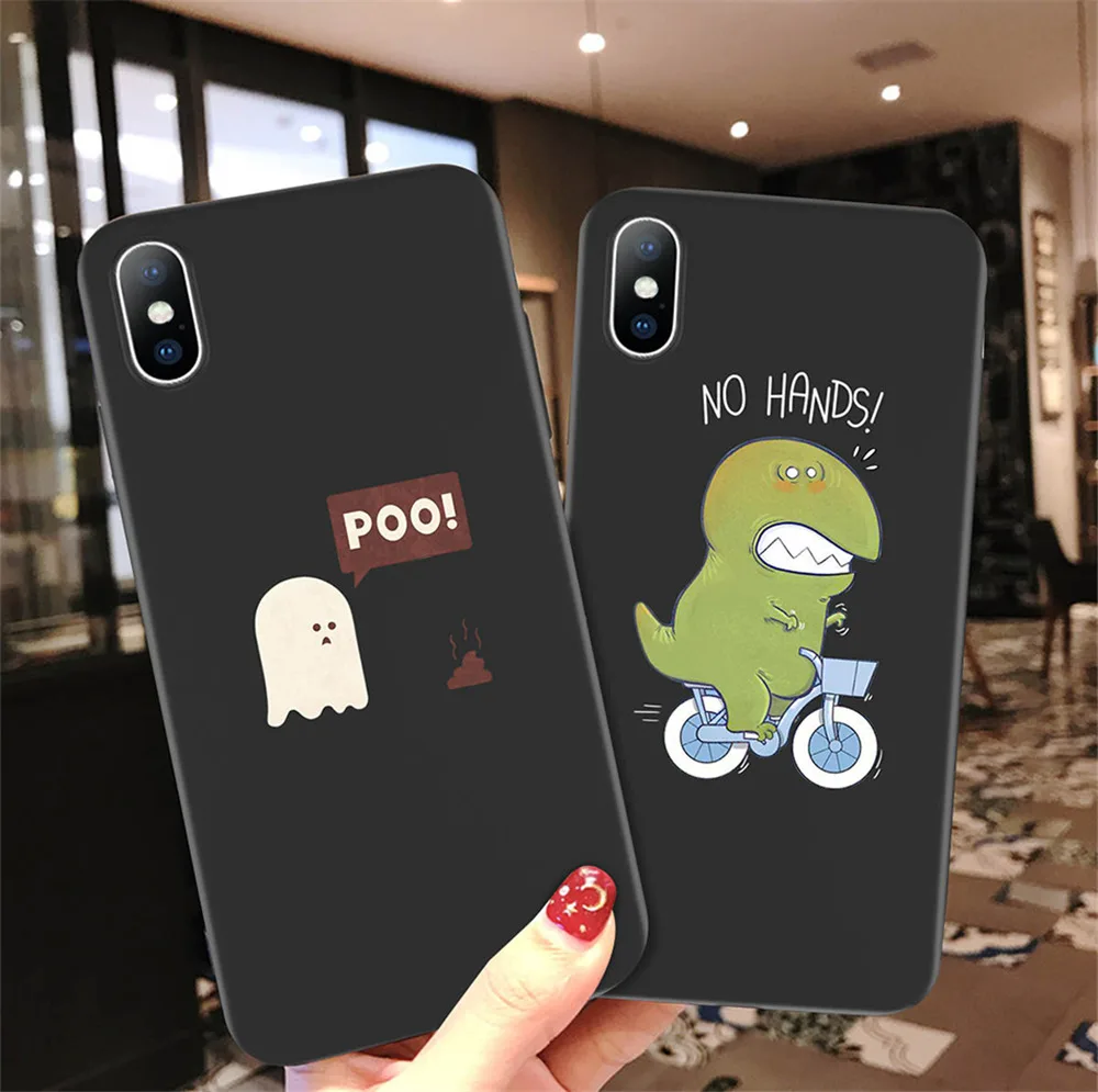 Ottwn модный мультяшный чехол для телефона для iPhone 6, 6s, 7, 8 Plus, 5, 5S, SE, мягкий, симпатичный, из ТПУ, чехол с рисунком кошки, динозавра для iPhone X, XR, XS Max
