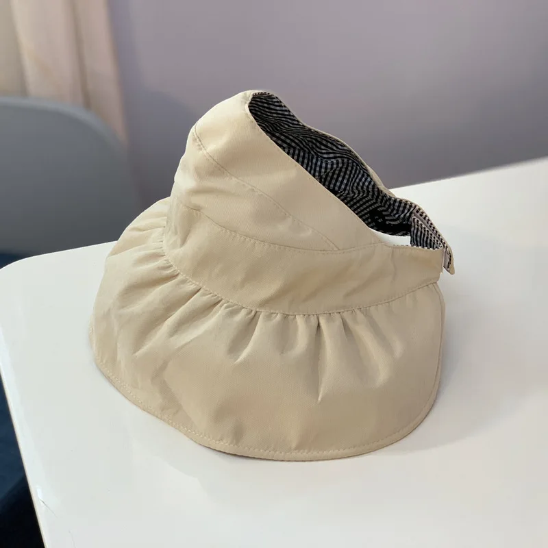 Sparsil летняя двухслойная шляпа для родителей и детей, женская шляпа с пустым верхом, уличная Защита от ультрафиолетовых лучей, шапка для девочек, Складная регулируемая шапка, унисекс - Цвет: Beige