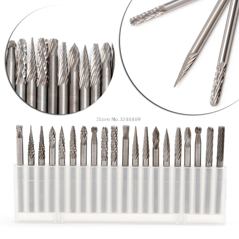 

For 20Pcs/Set 1/8 3mm Tungsten Carbide Cutter Rotary Burr Set CNC Engraving Bit Promotion