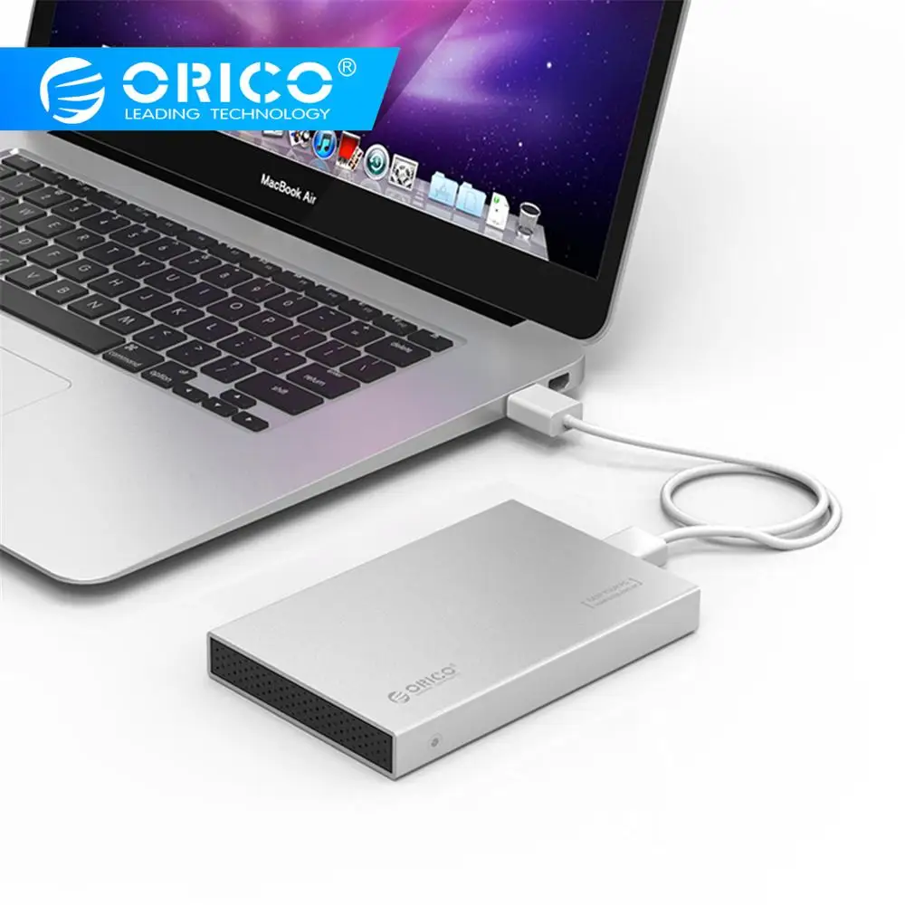 ORICO 2,5 дюйма type-C алюминиевый сплав внешний жесткий диск Корпус HDD чехол для 9,5 мм высокоскоростной чехол с поддержкой UASP SATA II
