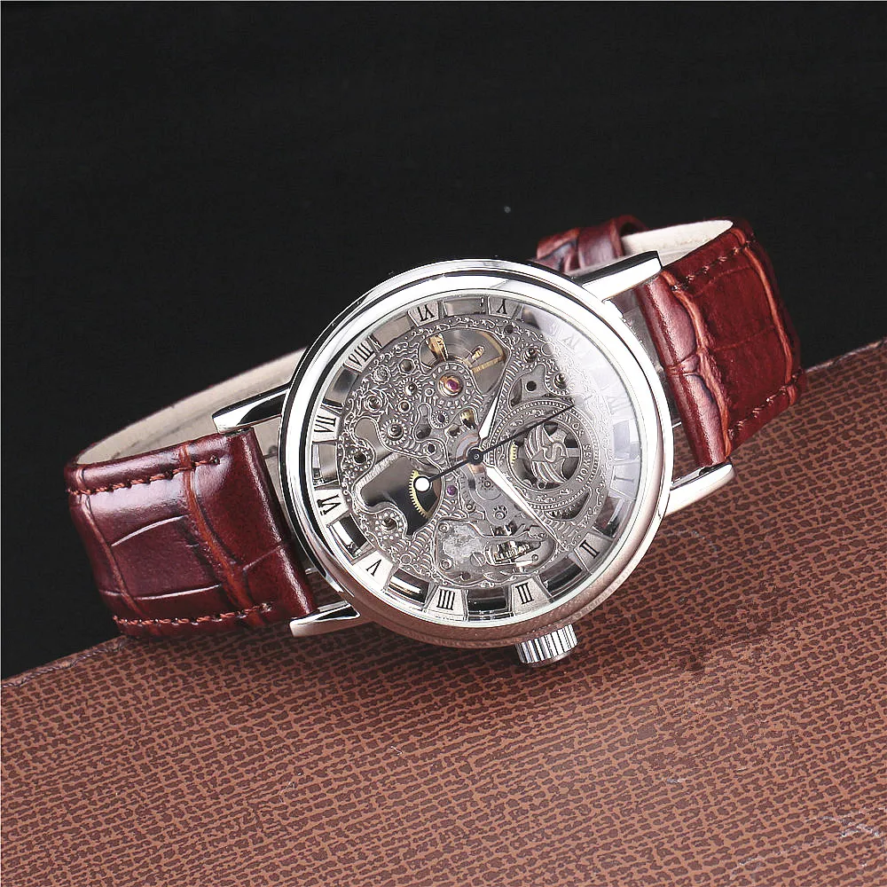 Мужские деловые часы SEWOR механические с кожаным ремешком в стиле милитари|gift