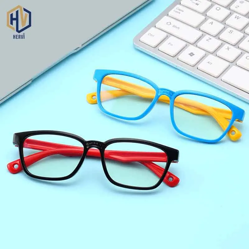 Анти синий свет модные квадратные очки Рамка мальчик девочка Twotone Сращивание