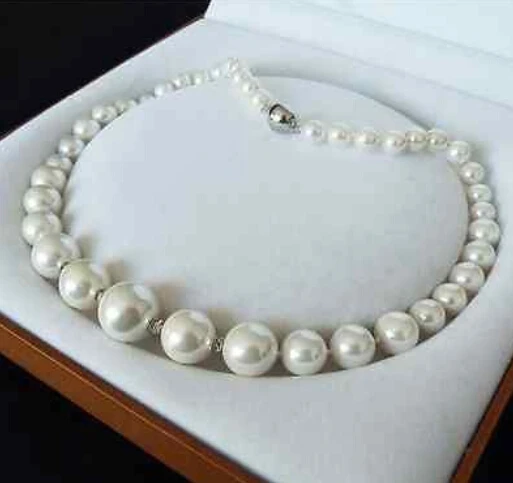

GENUINE 8-16MM WHITE SOUTH SEA SHELL PEARL NECKLACE JEWELRY 18'' AAA