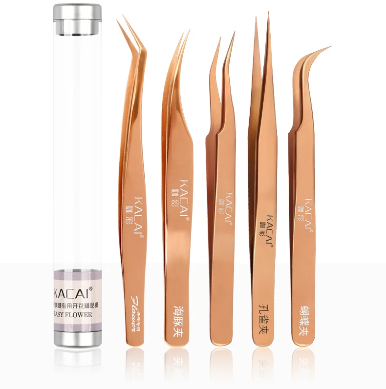 KACAI stainless steel Mink eyelash extension tweezers professional Volume Eye Lashes Tweezers make up tool eyebrow tweezer