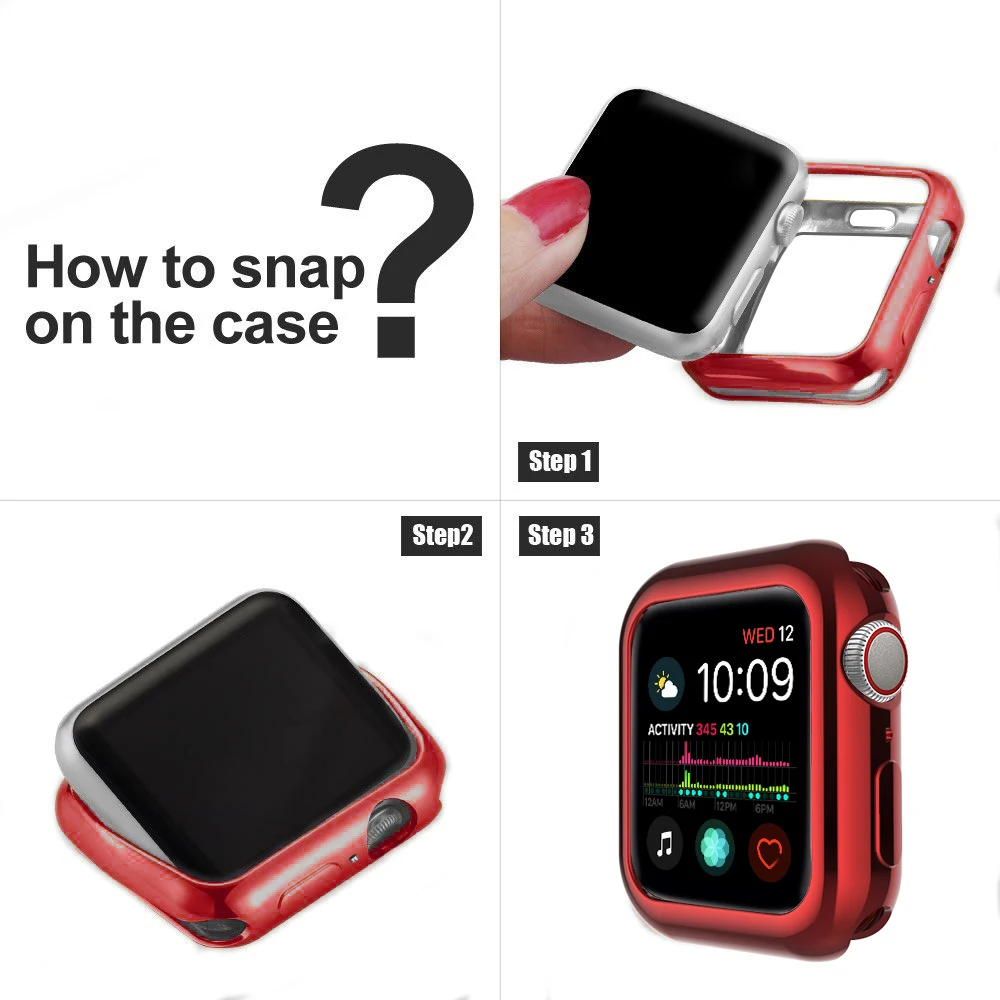 UEBN рамка Крышка для Apple Watch чехол 40 мм 44 iwatch серии 4 цветное покрытие экран защитный