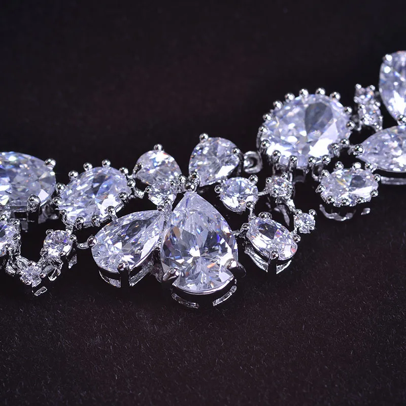 MECHOSEN Роскошные Ювелирные наборы ожерелья и серьги-гвоздики для женщин CZ Циркон