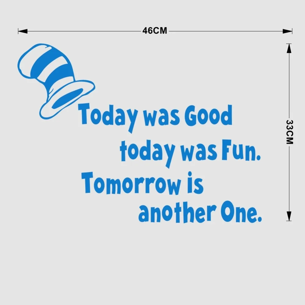 Today Was Good Fun Kids Room Quote Viny Wall Sticker Art Mural for Decoration | Stickers