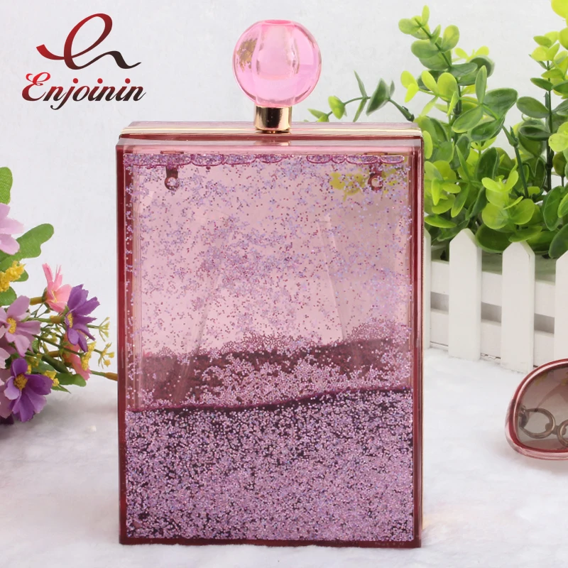 Модный женский кошелек на цепочвечерние с движущимися блестками женская сумка