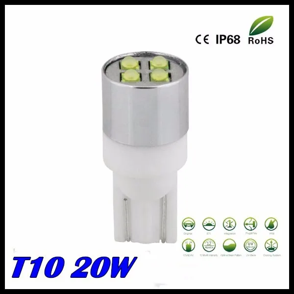 

50pcs/lot NEW High Quality CREE chips 20W T10 W5W Parking Side Lights LED Bulbs t10 led bulb w5w 20w light Ceramic and Aluminum