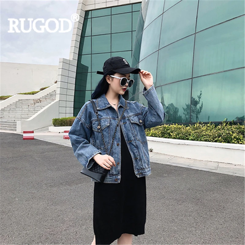 Куртка RUGOD женская синяя с отложным воротником 2019 | Женская одежда