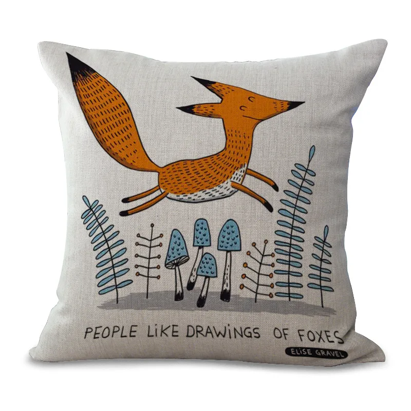 ZXZXOON Декоративные диванные подушки Чехол Крышка Животные лиса стильная футболка