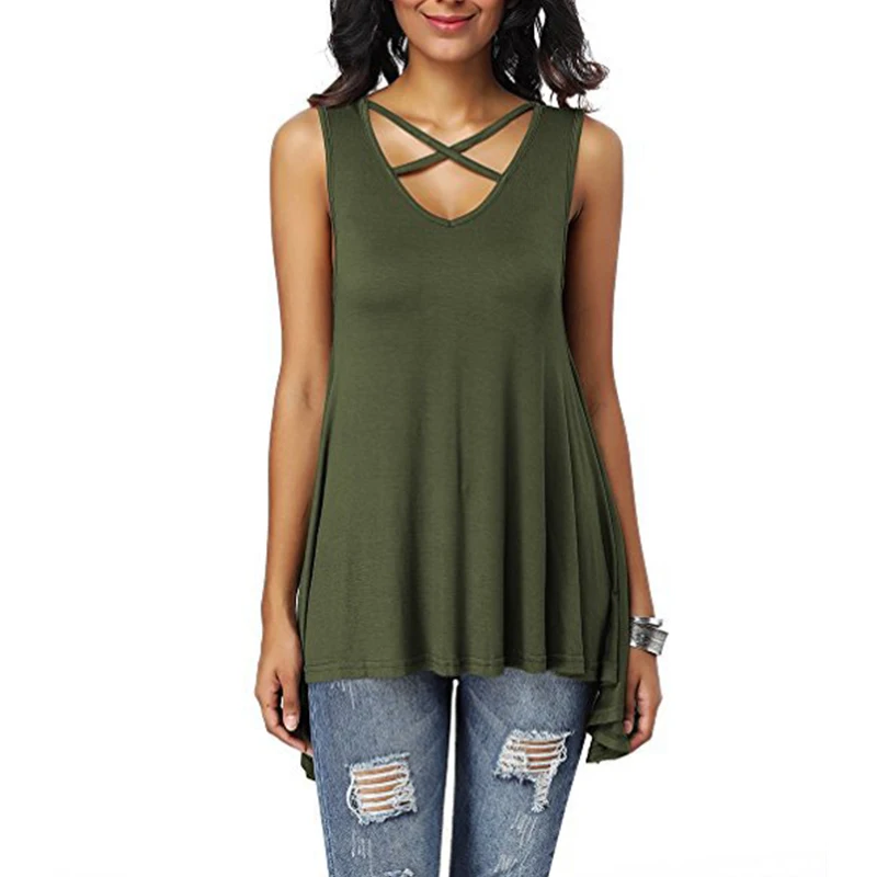2019 Модные женские повседневные топы летние однотонные пикантные майки без