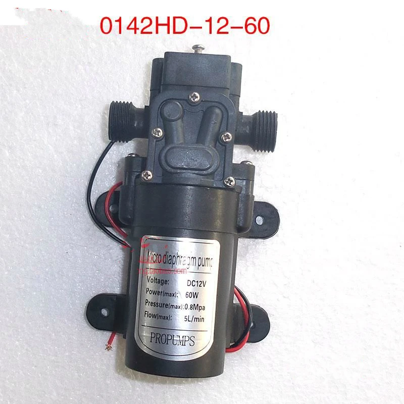 

Small dc 12v and 24v water pump 60W 5LPM high pressure self priming diaphragm mini pump automatic pressure switch