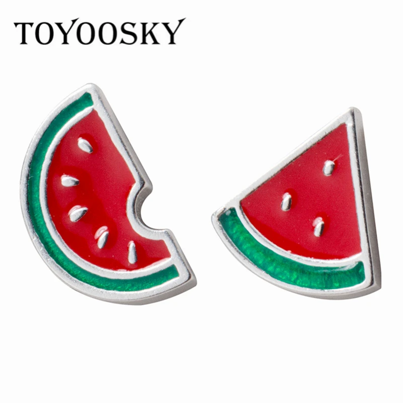 TOYOOSKY S925 серьги гвоздики из стерлингового серебра в виде искусственного арбуза