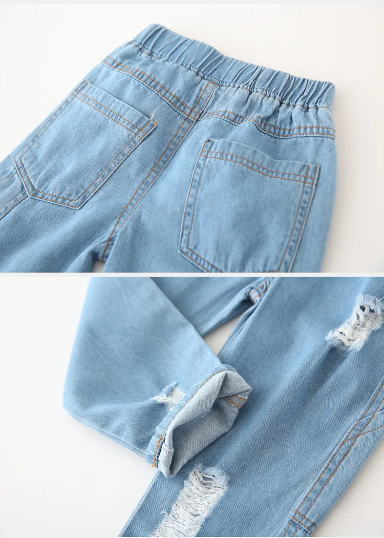 Джинсы для маленьких мальчиков и девочек детская одежда детские штаны с дырками