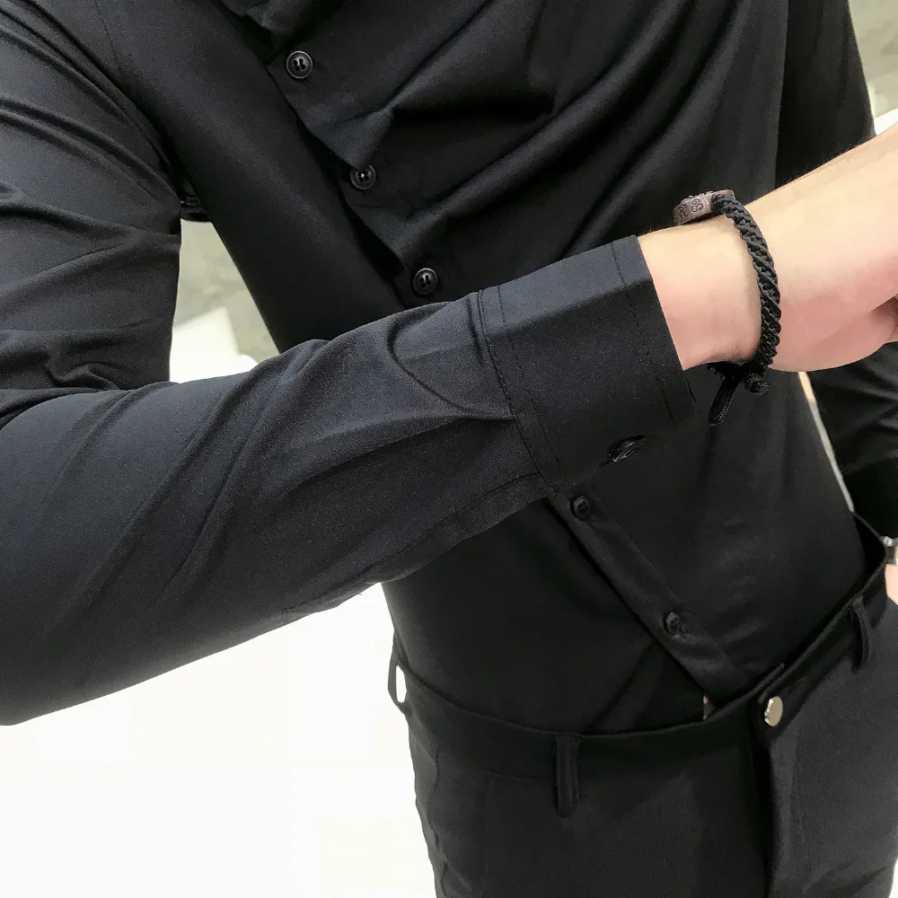 Осень Для мужчин рубашка большого размера модная 2019 корейские облегающие