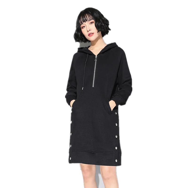 Новинка зимнее платье для девочек длинное прямое с капюшоном одежда из хлопка