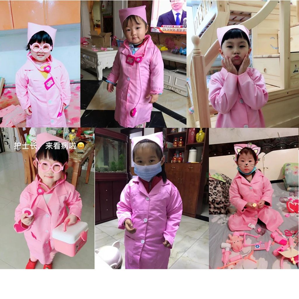 Детская Униформа с длинным рукавом Детский костюм медсестры лабораторное пальто