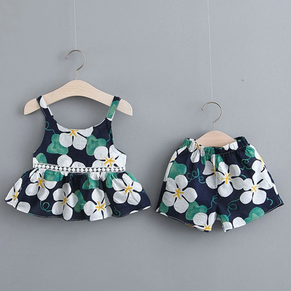 Новейшая летняя одежда для маленьких девочек Одежда малышей Топ на бретельках с