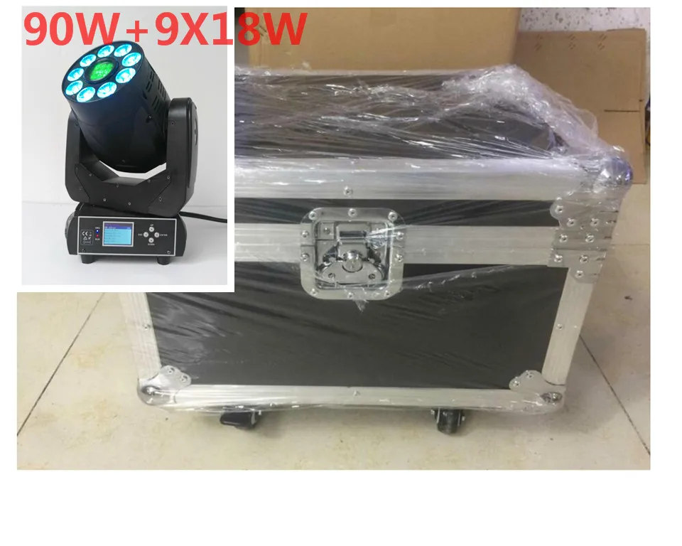 Лидер продаж 4 шт. с чехлом для вспышки f 90 Вт Светодиодный точечный gobo + 9x18 RGBWA УФ 6 в