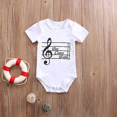 2017 милый детский комбинезон с принтом Музыка для маленьких девочек одежда