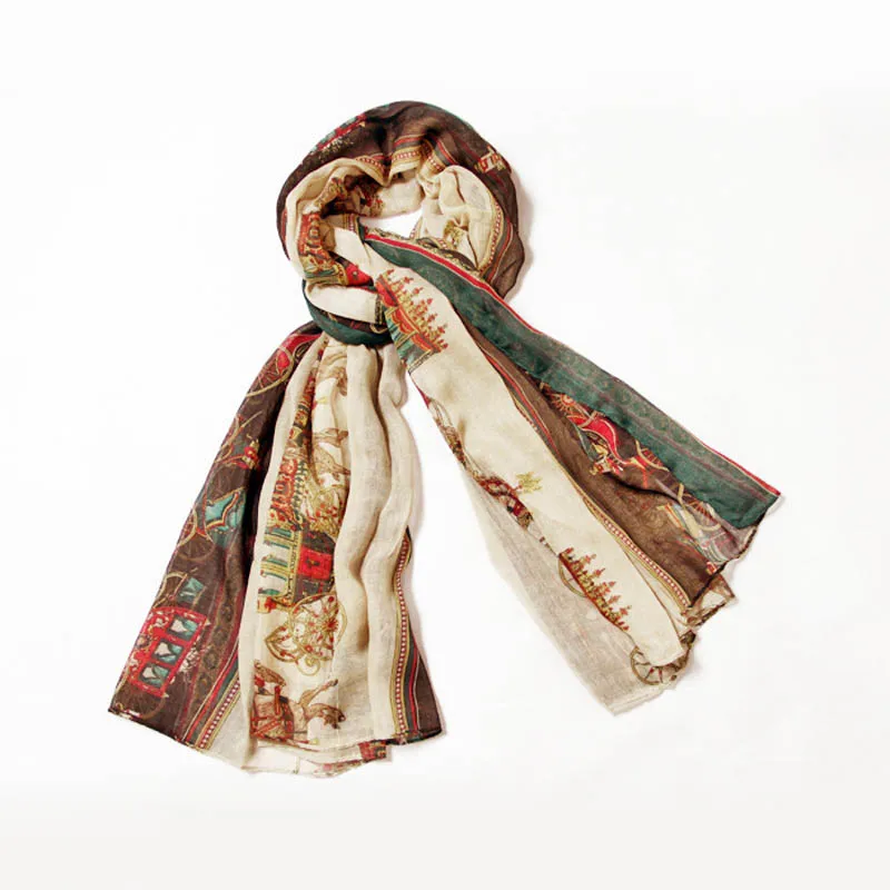 Женский Длинный хлопковый шарф полиэстеровый с принтом большой размер 170*80 см