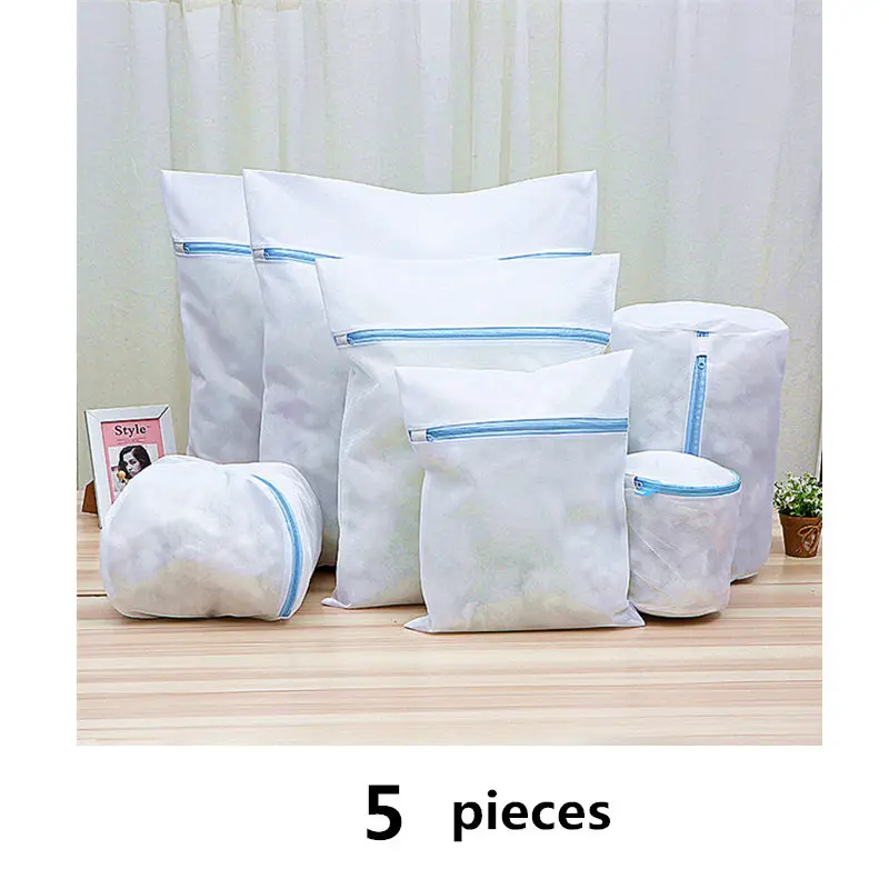 Blue zipper set 1 комплект сетчатый мешок для стирки стиральной машины с несколькими стилями для Wahing одежды складное нижнее белье бюстгальтер носки мешки для стирки белья Комплект - Color: Blue zipper set