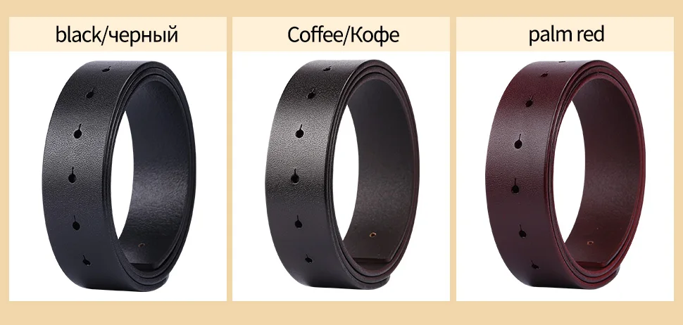 BIGDEAL Diy belt genuine leather without buckle replace belt cowskin leather belt body Pure color Smooth buckle cowhide waistban