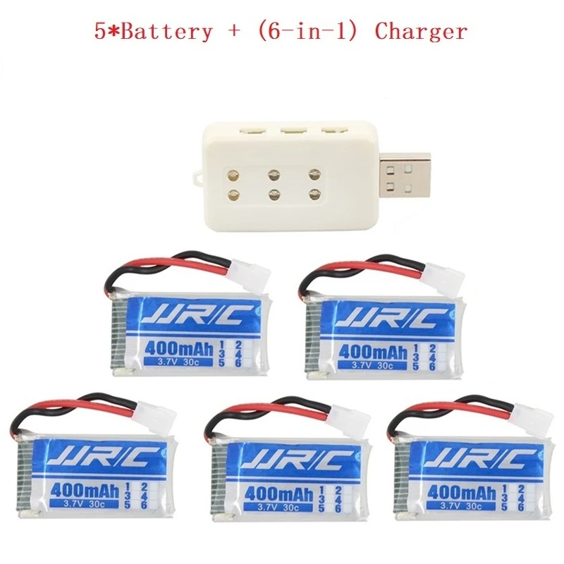 8 шт./компл. Lipo батарея 3 7 v 400mAh 30C для JJRC H31 H43hw Drone Li Battery + 6 в 1 usb зарядное