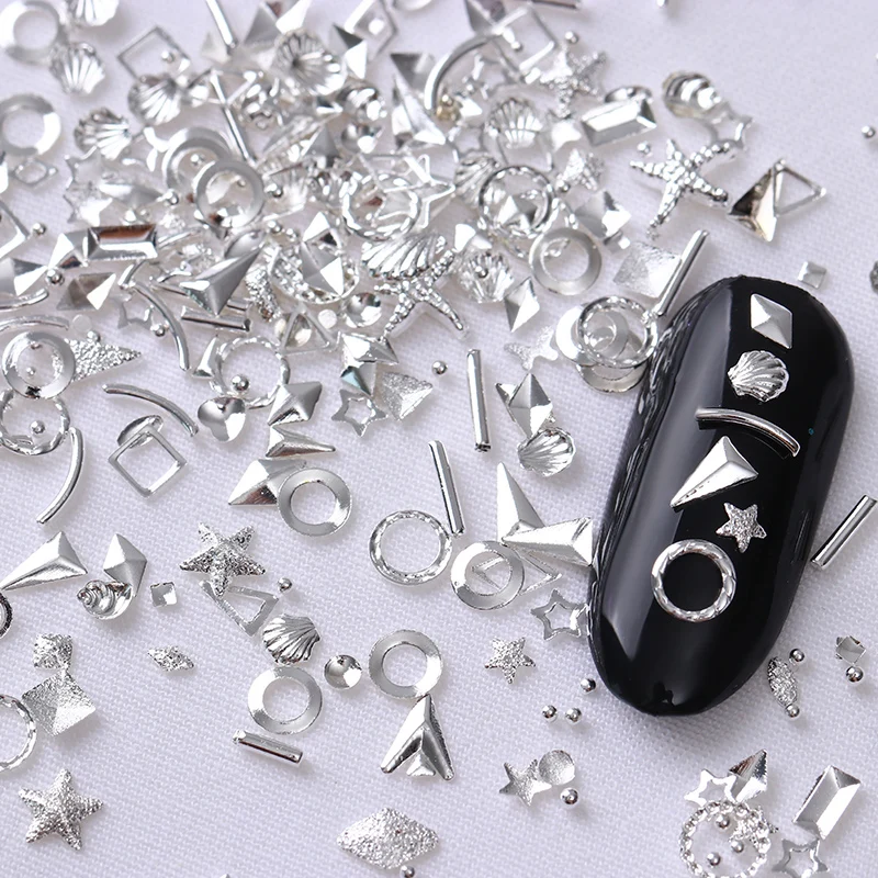 3D ногтей заклепки шпильки серебряные круглые розы из металла звезда оболочки