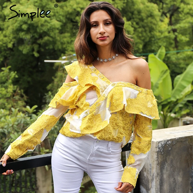 Женская блузка Simplee с открытым плечом женские топы 2019 летние блузки и рубашки