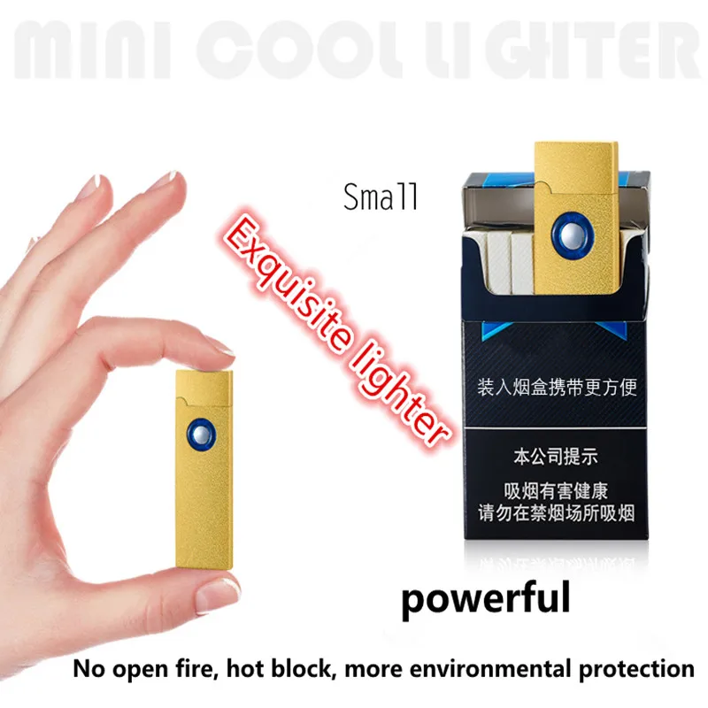 USB зарядка Электронная Зажигалка Ветрозащитный Непламено нет газа Электрический зажигалки тонкий мини плазмы импульсной Рождество