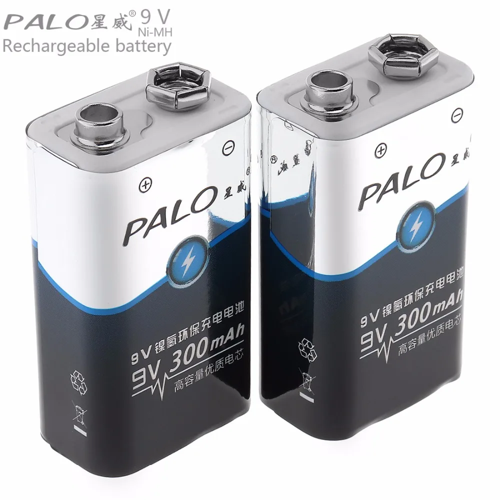 PALO 2 шт. 9 В 6F22 300 мАч Ni MH 3A перезаряжаемая батарея для мультиметра/беспроводного