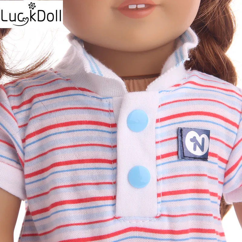 LUCKDOLL розовый комбинезон подходит 18 дюймов Американский 43 см Кукла одежда аксессуары, игрушки для девочек, поколение, подарок на день рождения