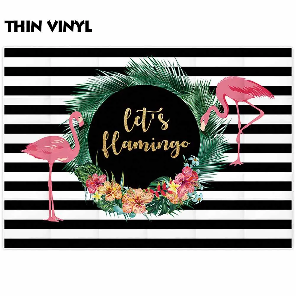 Allenjoy custom photography backdrop flamingo garland black white stripes birthday party background photobooth photo studio | Электроника