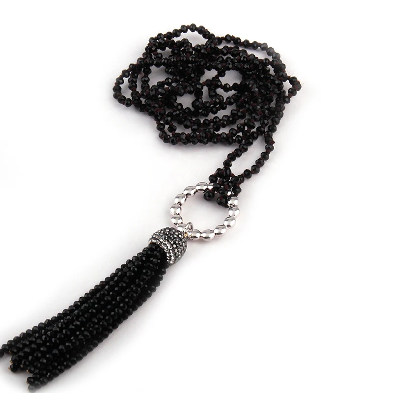 Бесплатная доставка модные стеклянные мини-ожерелья 4 мм с узлом и кисточкой |