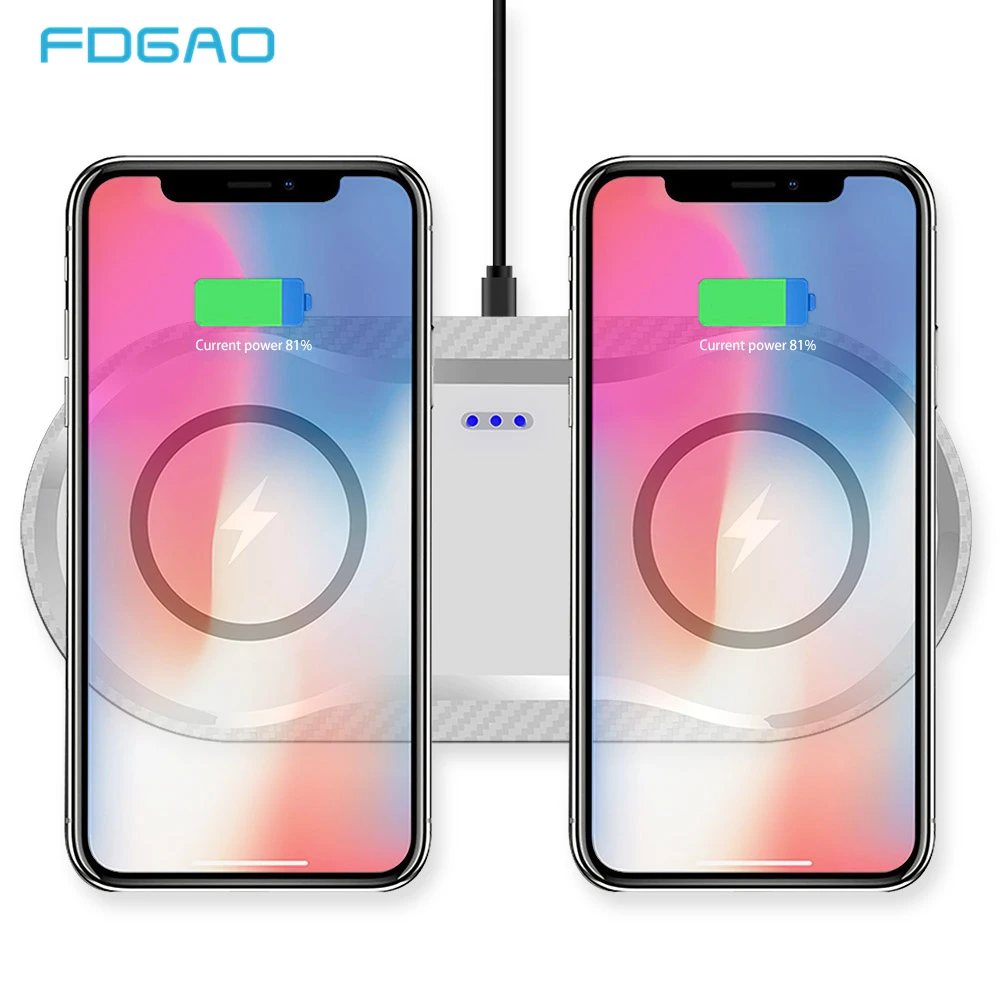 FDGAO двойное QI Беспроводное зарядное устройство для Samsung S8 S9 S10 Plus Note 10 9 настольная 5