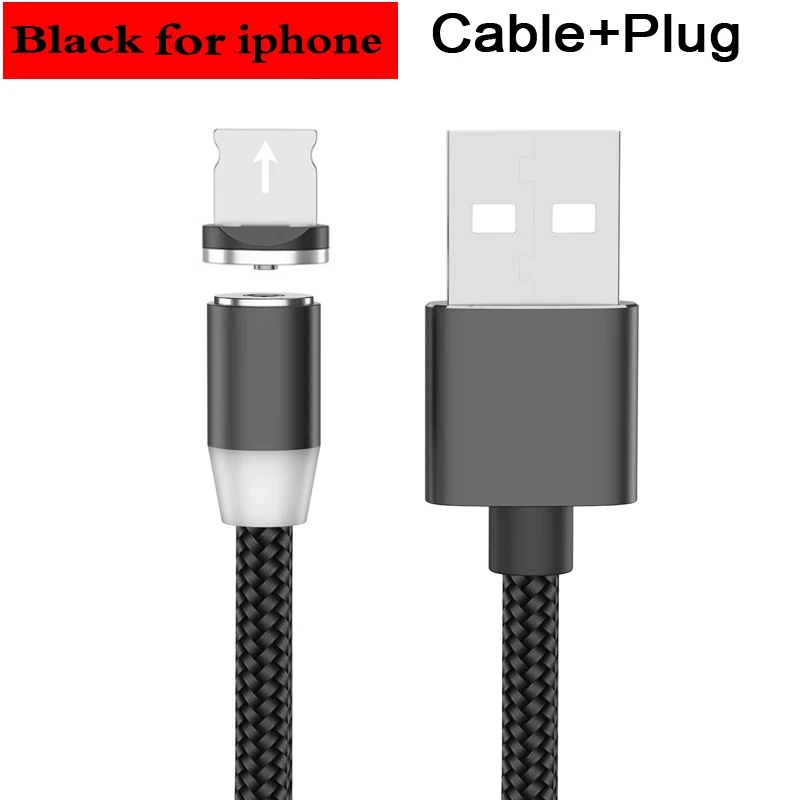 Moskado Магнитный адсорбционный кабель для IOS штекер USB кабель Быстрая Зарядка Тип C USB магнитное зарядное устройство Micro USB кабель для передачи данных для iphone - Цвет: For Iphone Black