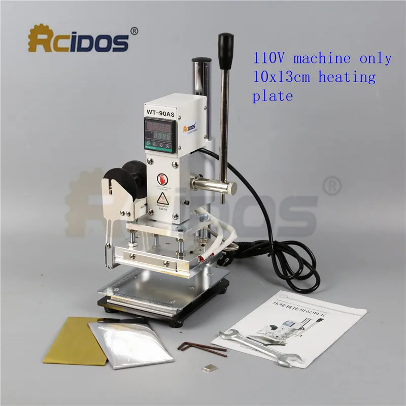 10x13cm 110V machine WT-90DS+ T тип латунные буквы RCIDOS штамповочная машина, кожа бронзирование, машина для горячего тиснения фольгой, 110 V/220 V, с держателем рулона фольги - Цвет: 10x13cm 110V machine