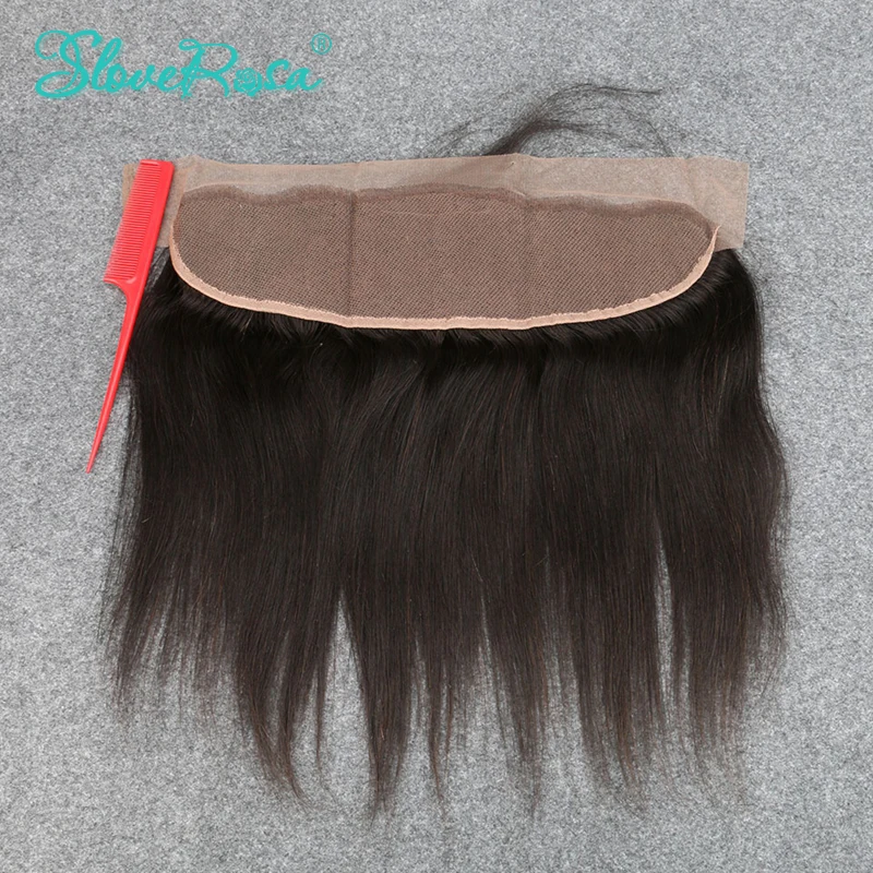 Прямые бразильские волосы remy на кружевном фронтальном закрытии 13x4 ушные отбеленные узлы с детскими волосами предварительно выщипанные волосы Slove Rosa