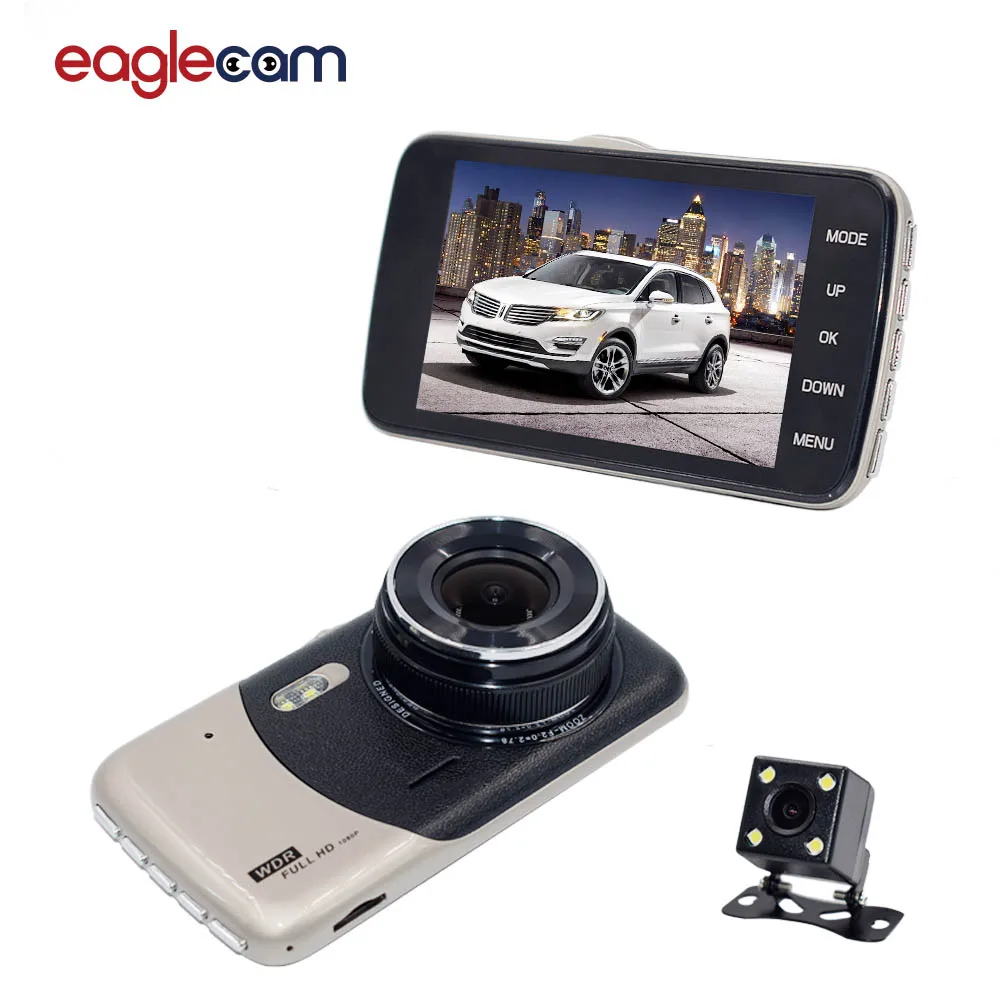 4.0 дюймов Двойной объектив Видеорегистраторы для автомобилей 170 градусов