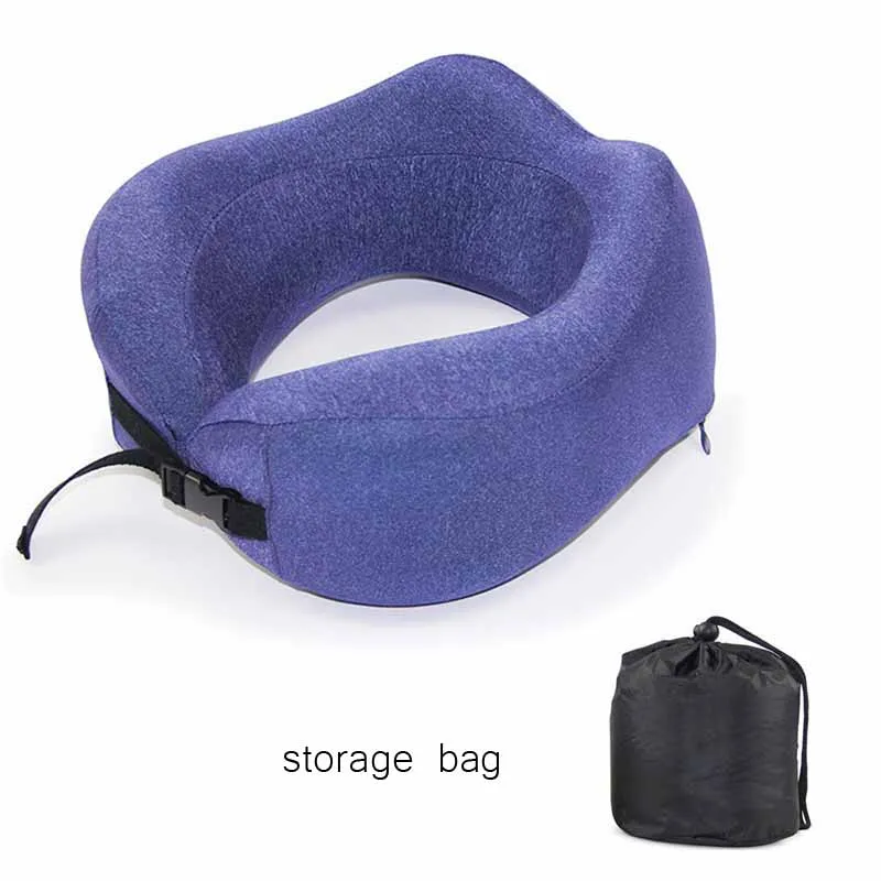 navy storage bag Новые u-образные подушки для шеи из пены с эффектом памяти, мягкие медленные подушки для путешествий, однотонный шейный затылочный медицинский постельные принадлежности, Прямая поставка - Цвет: navy storage bag