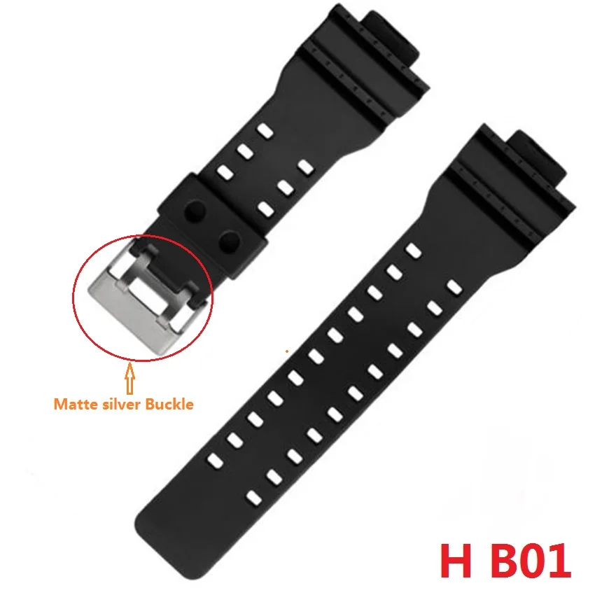 16 мм резиновые Ремешки для наручных часов мужские черные спортивные силиконовые