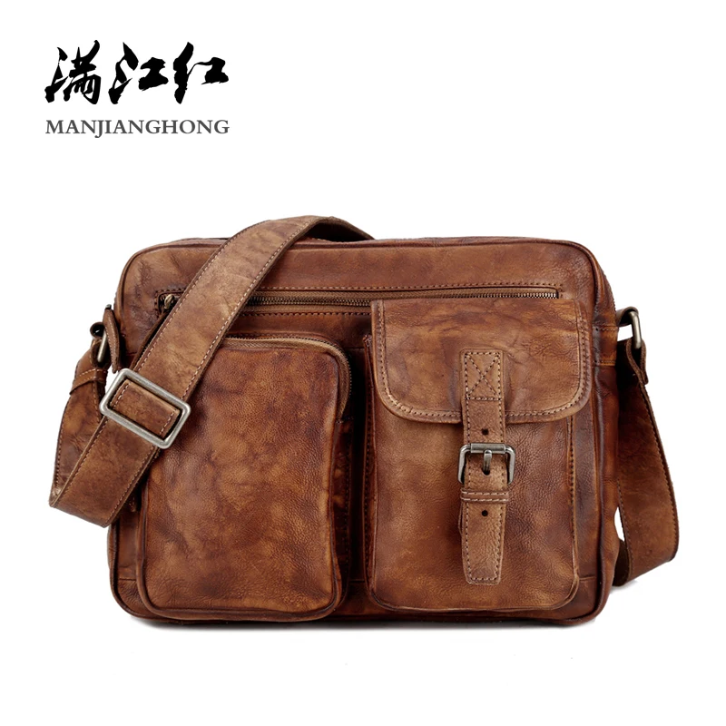 MANJH Мужская Дизайнерская Сумка через плечо ручная работа натуральная кожа