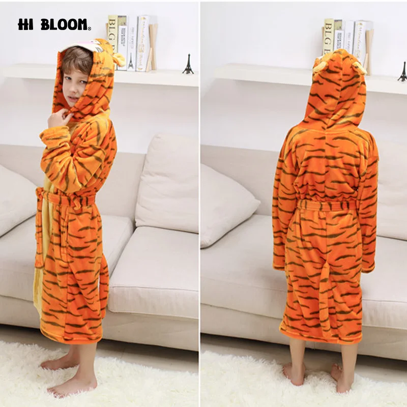 100% Фланелевое животное из мультфильмов халаты для девочек Дети с капюшоном