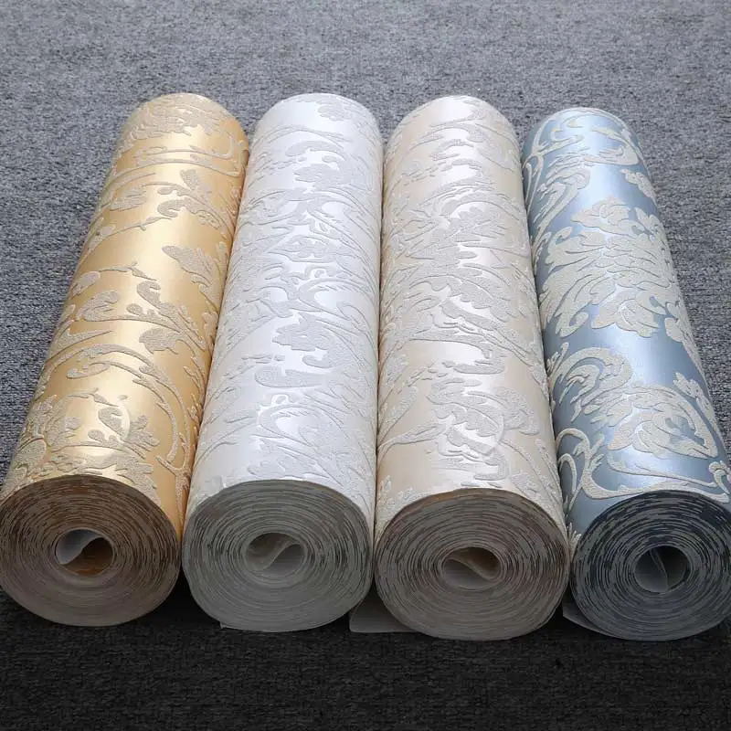 Европейский Стиль Роскошные Дамаск 3D тиснением нетканые стекаются стены Бумага