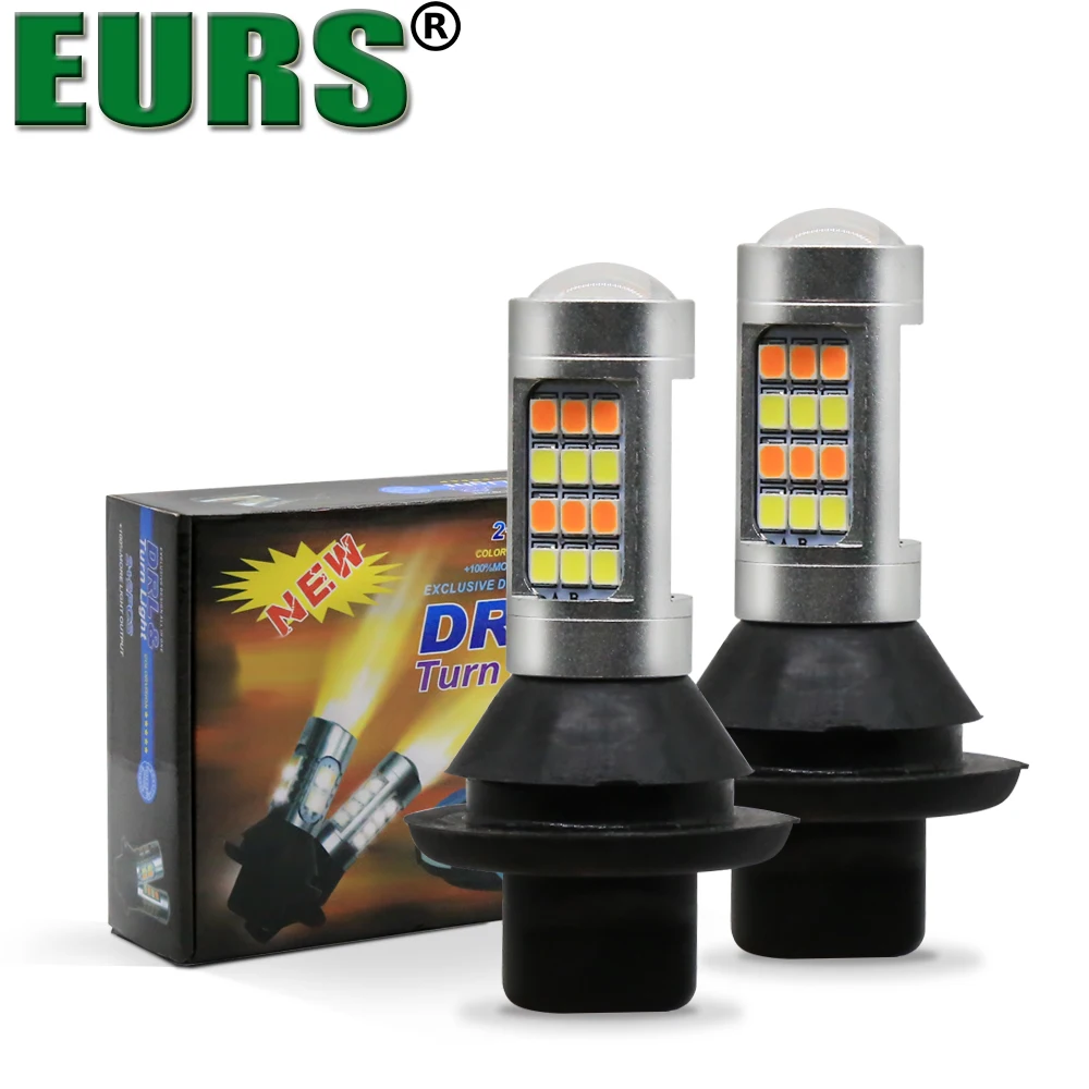 EURS 2x двухцветные 42SMD 2835 S25 1156 BA15S P21W светодиодный лампы передние поворотные огни