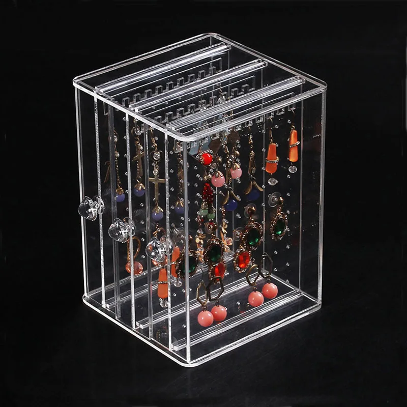 Прозрачная/Черная Пластиковая Полка для ювелирных изделий 3 уровня|display shelf|tiered