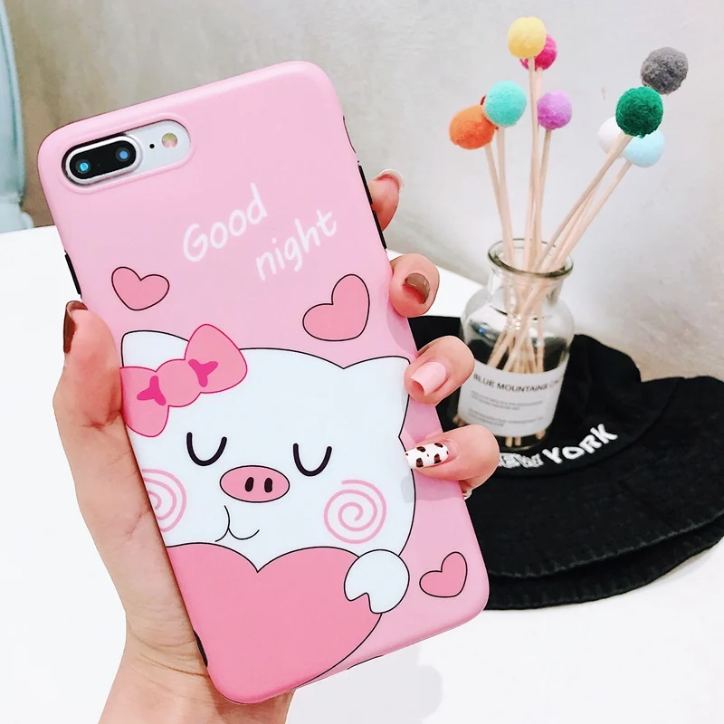 STROLLIFE Cute Couple Pig Phone Case for iPhone X XS Max XR Funny Cartoon Cover IPhone 8 6s 7Plus Soft Back Shell Good Night |
